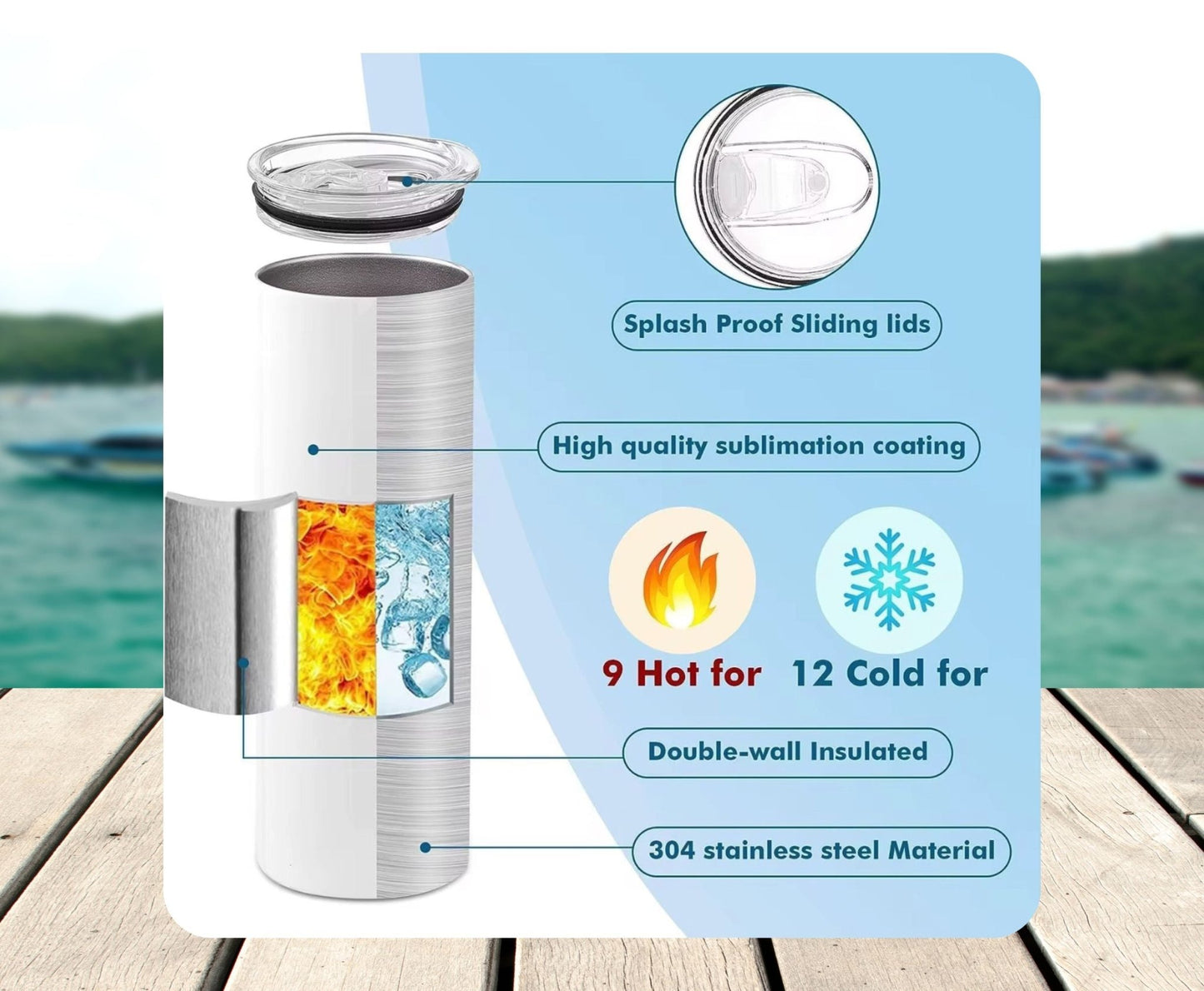 20 oz Skinny Coffee Travel Tumbler with Lid and Straw - Flex Appeal #024