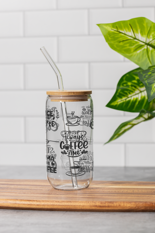 16 oz Clear or Frosted Can-Shaped Glass Cup #0010