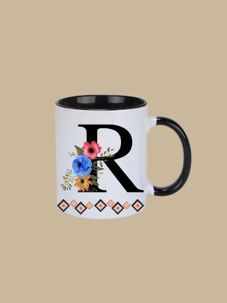 11oz Ceramic Mug with Letter "R" Initial