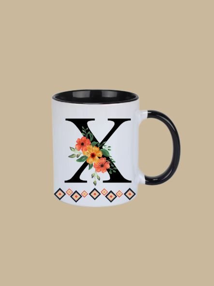 11oz Ceramic Mug with Letter "X" Initial