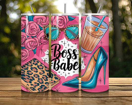 20 oz Skinny Coffee Travel Tumbler with Lid and Straw - Sassy Lady Boss #012