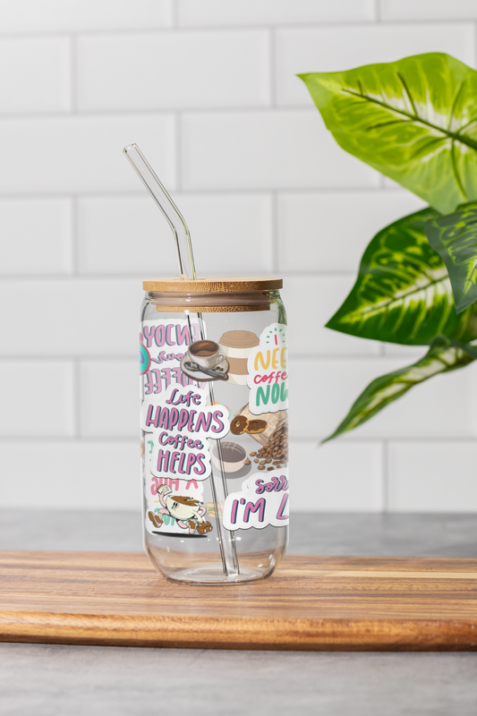 16 oz Clear or Frosted Can-Shaped Glass Cup #0014