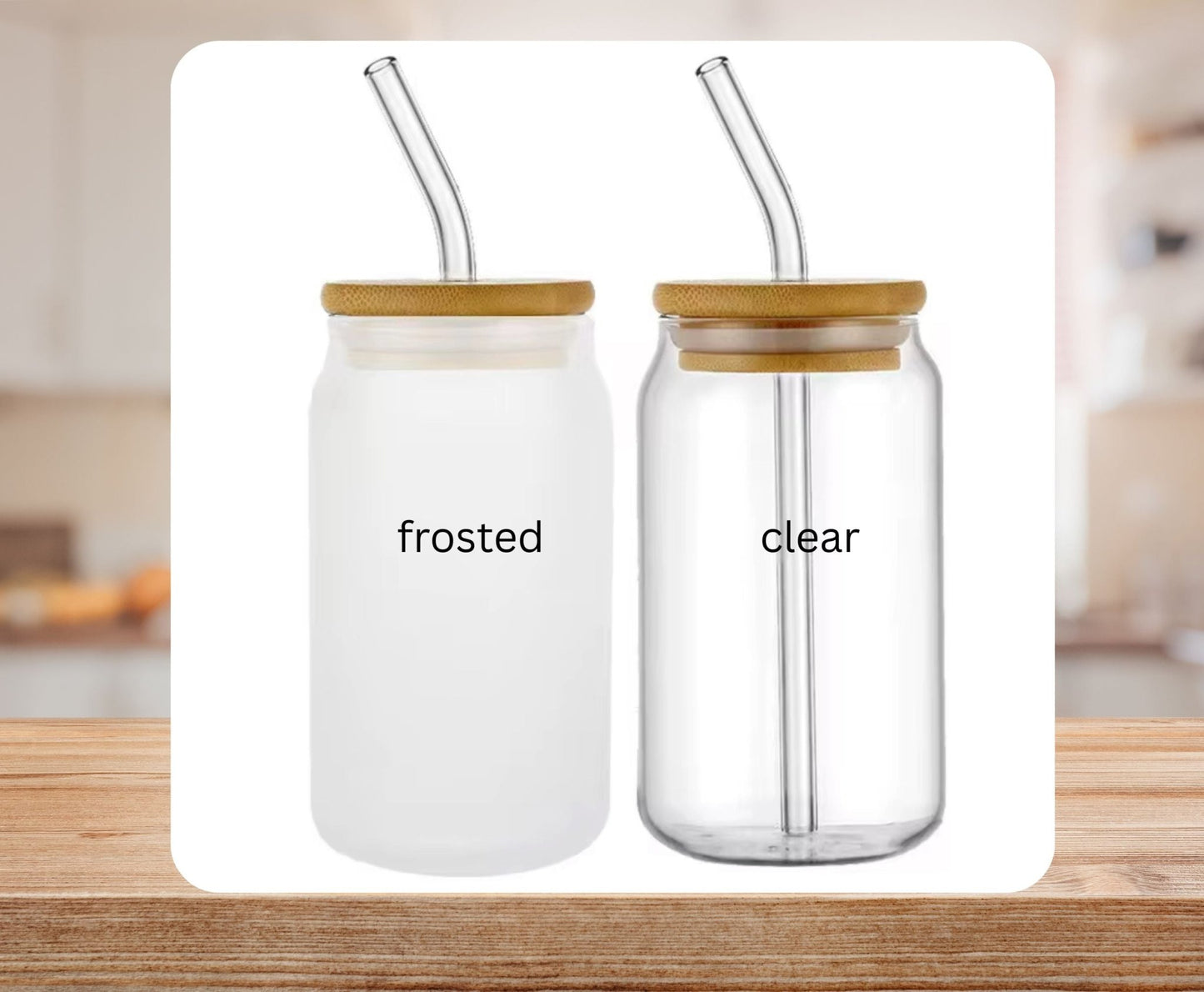 16 oz Clear or Frosted Can-Shaped Glass Cup #0010