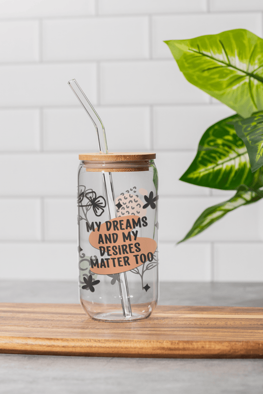 16 oz Clear or Frosted Can-Shaped Glass Cup #002