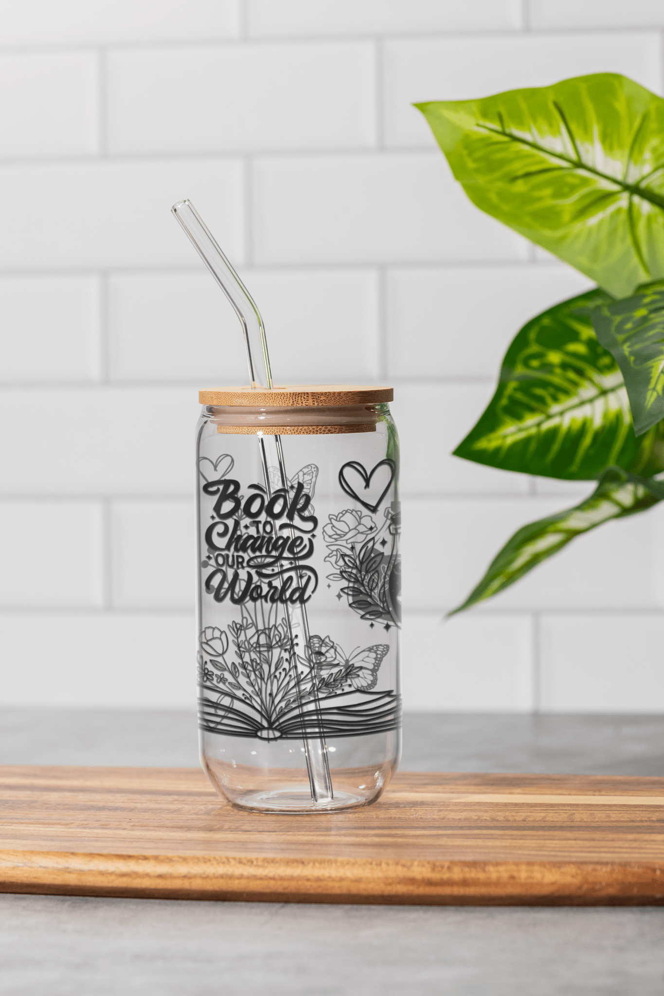 16 oz Clear or Frosted Can-Shaped Glass Cup #0020