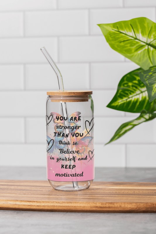 16 oz Clear or Frosted Can-Shaped Glass Cup #005