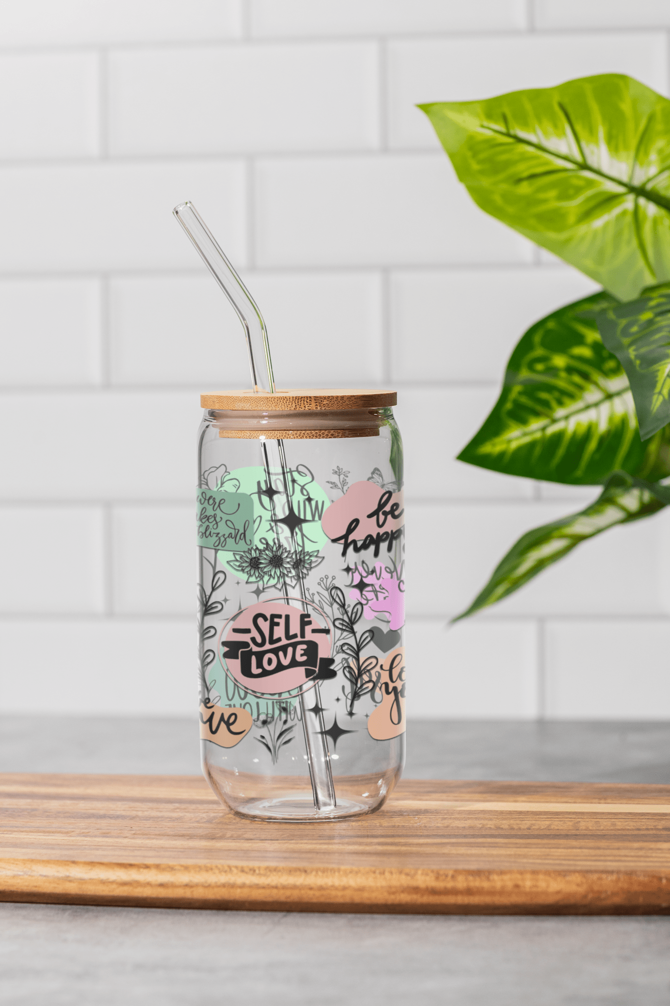 16 oz Clear or Frosted Can-Shaped Glass Cup #006