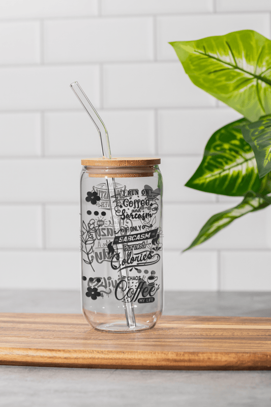 16 oz Clear or Frosted Can-Shaped Glass Cup #009