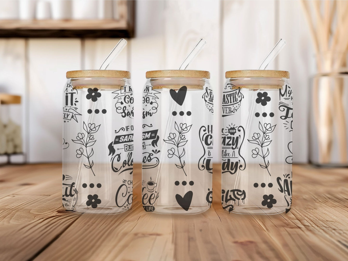 16 oz Clear or Frosted Can-Shaped Glass Cup #009