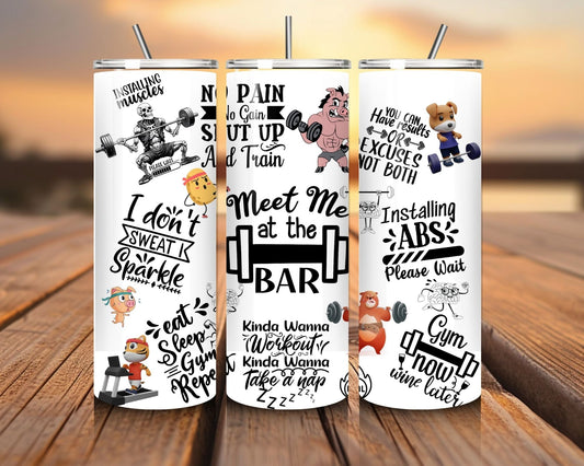 20 oz Skinny Coffee Travel Tumbler with Lid and Straw - Flex Appeal #001