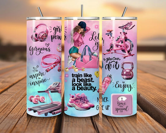 20 oz Skinny Coffee Travel Tumbler with Lid and Straw - Flex Appeal #004