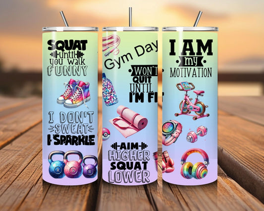 20 oz Skinny Coffee Travel Tumbler with Lid and Straw - Flex Appeal #005