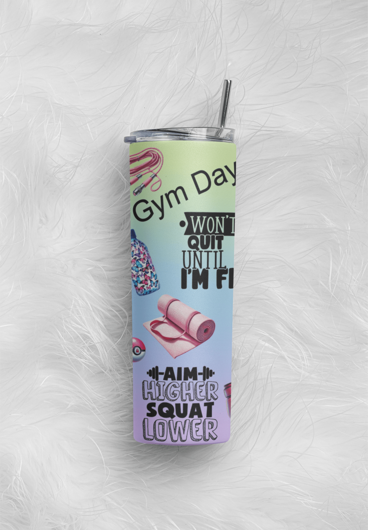 20 oz Skinny Coffee Travel Tumbler with Lid and Straw - Flex Appeal #005