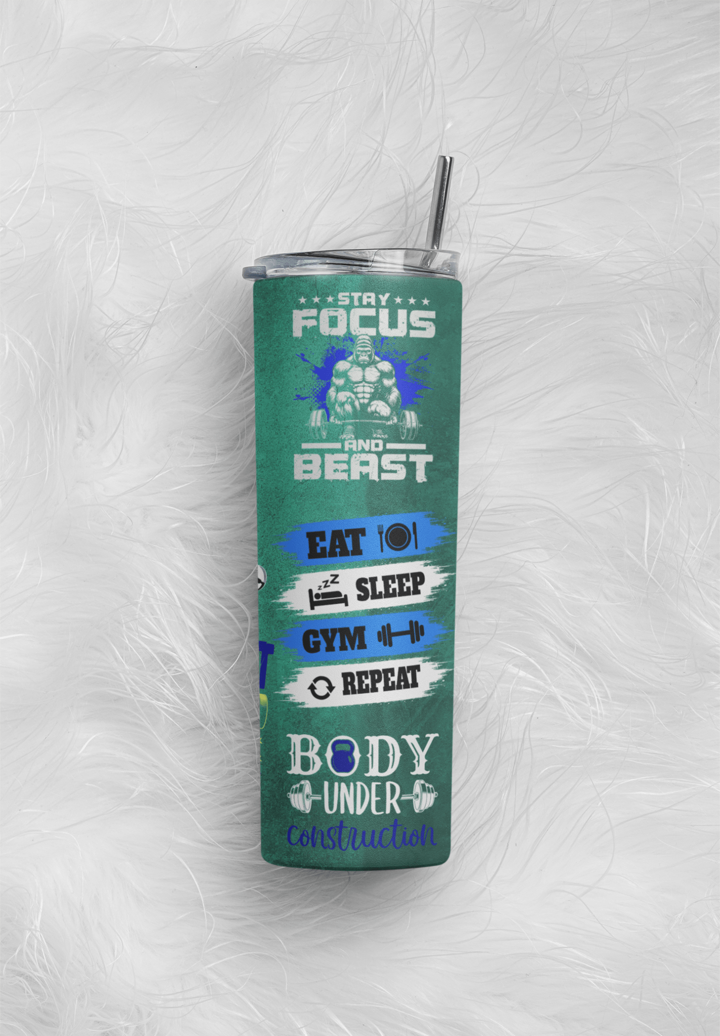 20 oz Skinny Coffee Travel Tumbler with Lid and Straw - Flex Appeal #006