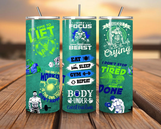 20 oz Skinny Coffee Travel Tumbler with Lid and Straw - Flex Appeal #006