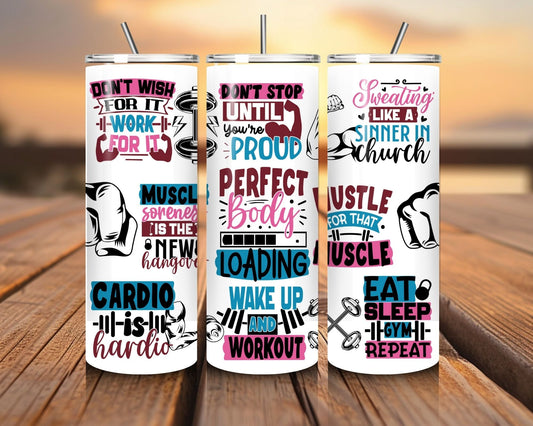 20 oz Skinny Coffee Travel Tumbler with Lid and Straw - Flex Appeal #007