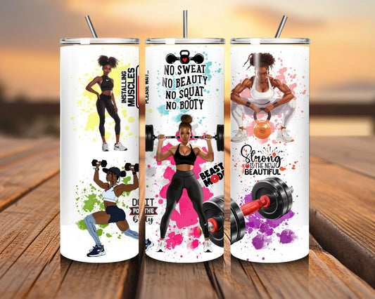 20 oz Skinny Coffee Travel Tumbler with Lid and Straw - Flex Appeal #010