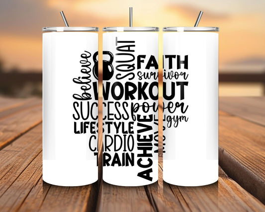 20 oz Skinny Coffee Travel Tumbler with Lid and Straw - Flex Appeal #025