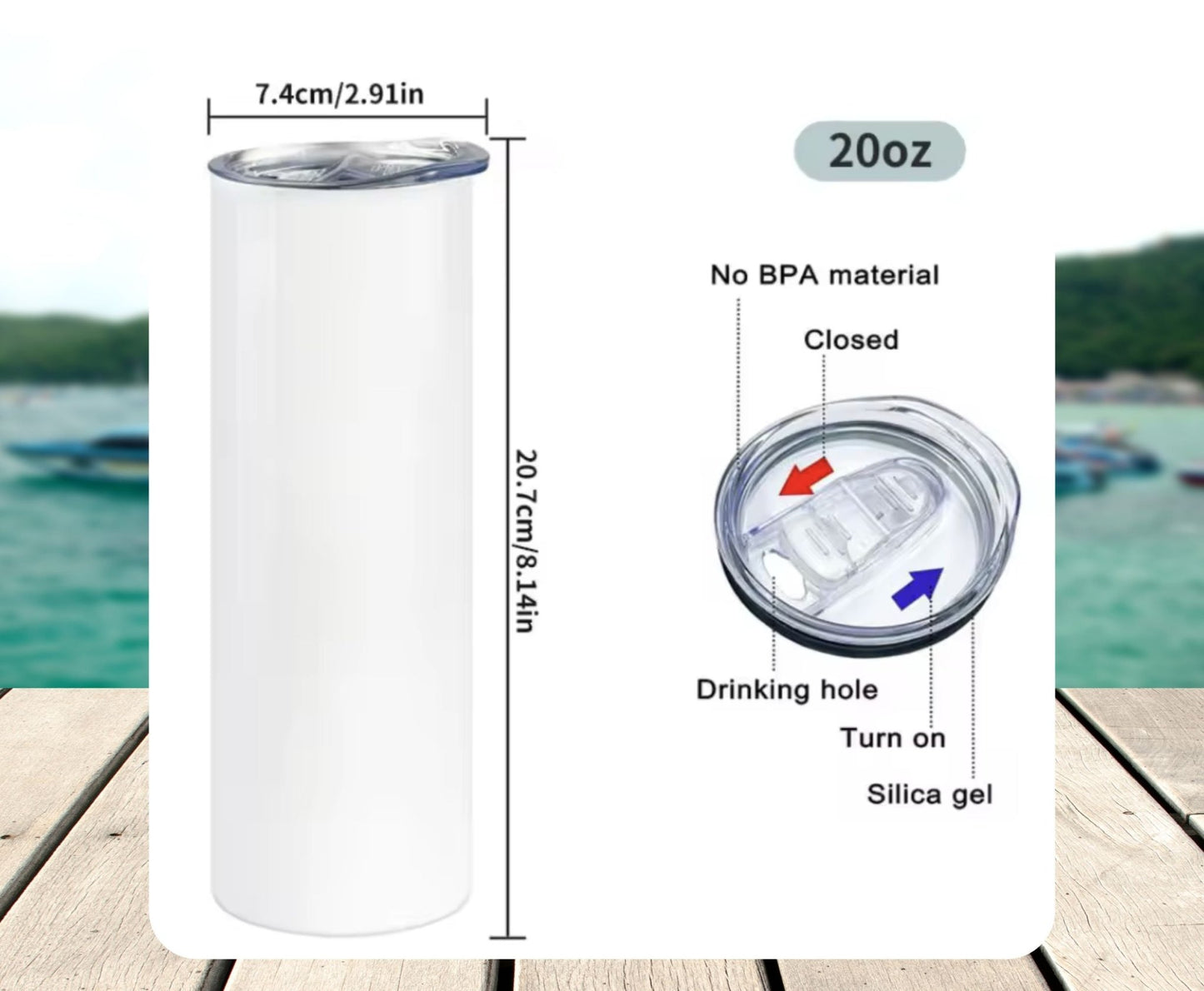 20 oz Skinny Coffee Travel Tumbler with Lid and Straw - Flex Appeal #024