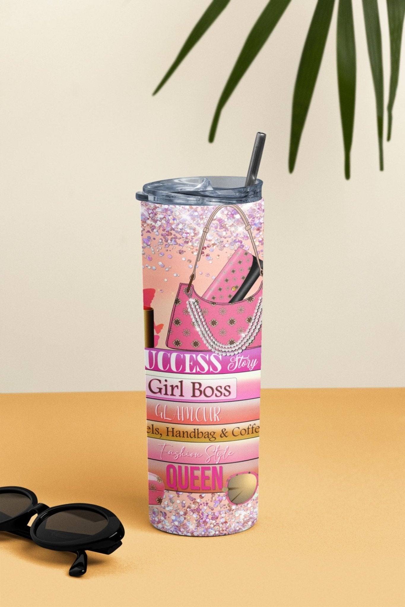 20 oz Skinny Coffee Travel Tumbler with Lid and Straw - Sassy Lady Boss #001