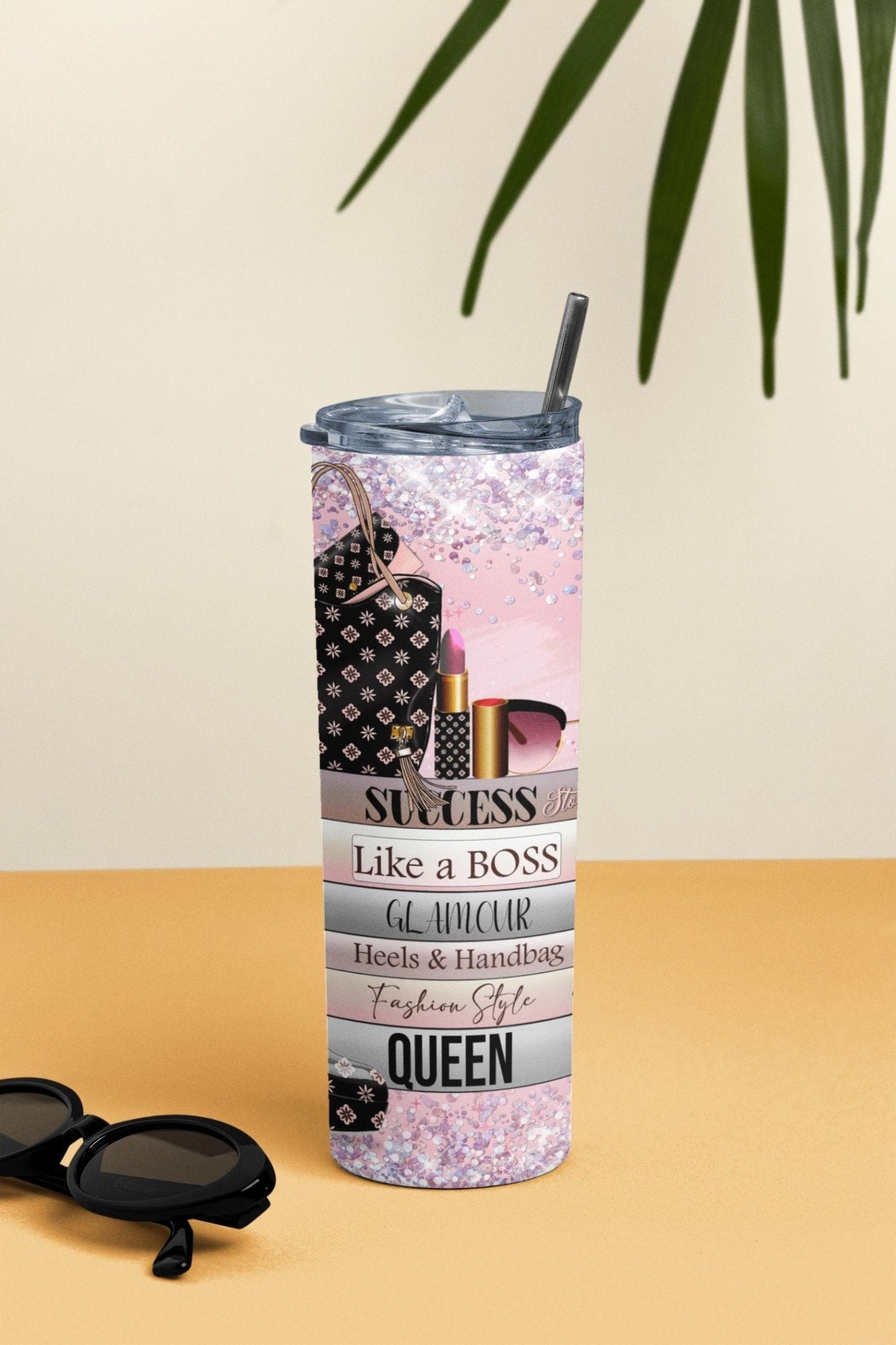 20 oz Skinny Coffee Travel Tumbler with Lid and Straw - Sassy Lady Boss #002