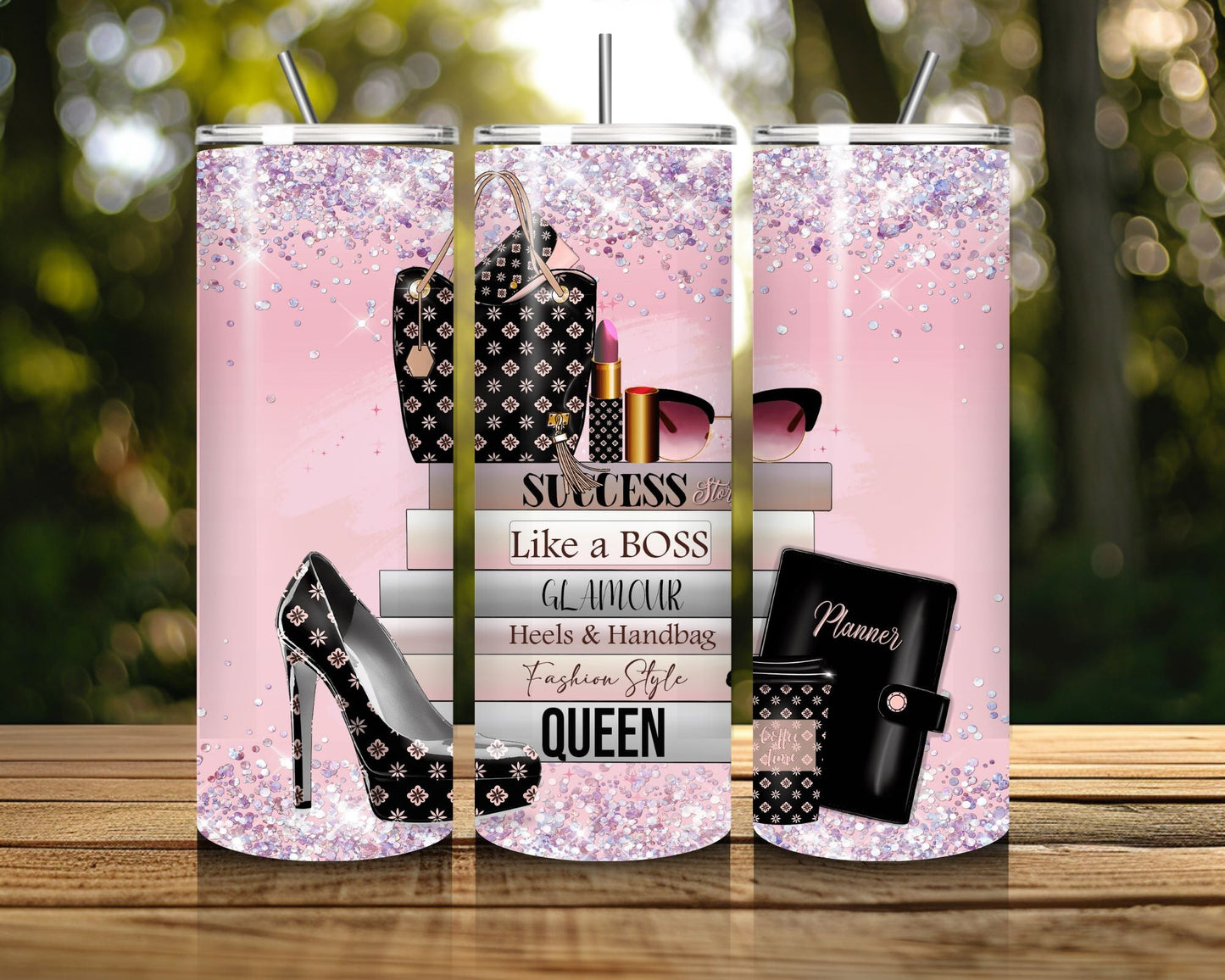 20 oz Skinny Coffee Travel Tumbler with Lid and Straw - Sassy Lady Boss #002