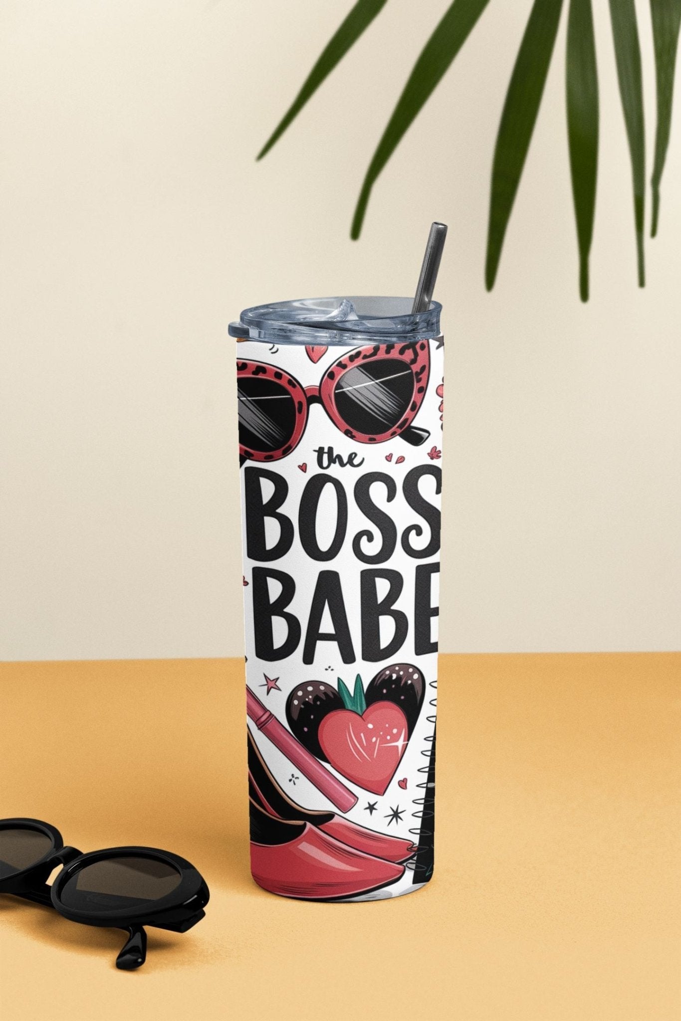 20 oz Skinny Coffee Travel Tumbler with Lid and Straw - Sassy Lady Boss #003