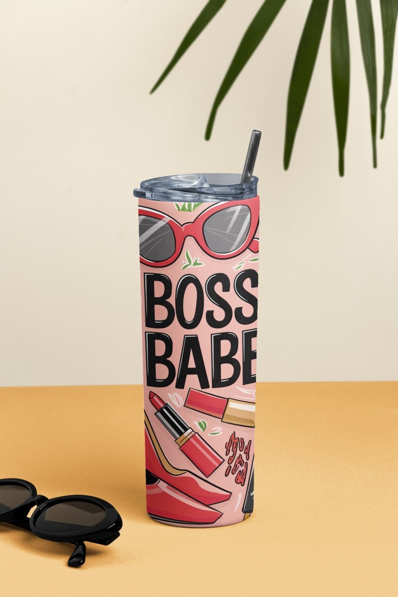 20 oz Skinny Coffee Travel Tumbler with Lid and Straw - Sassy Lady Boss #004