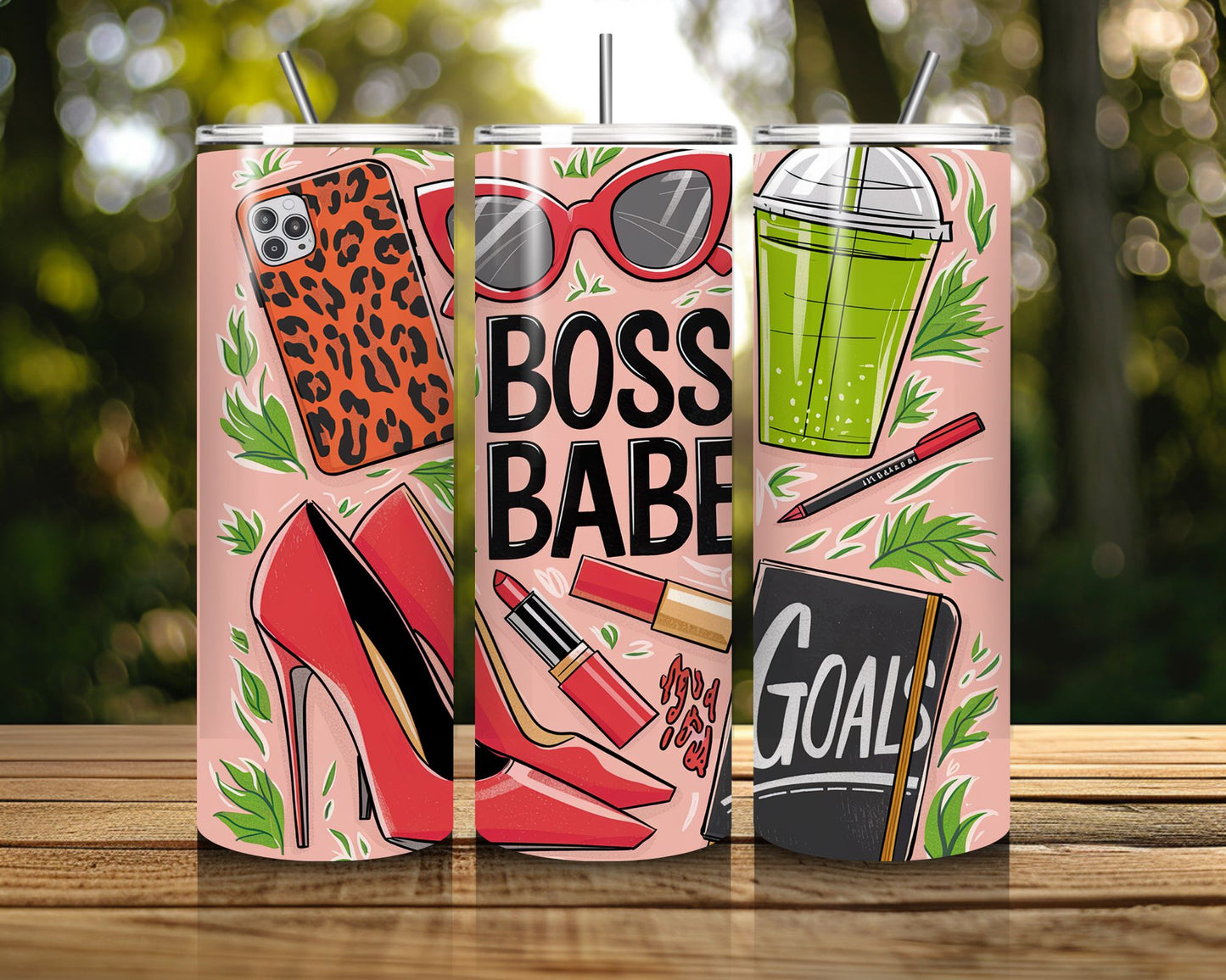 20 oz Skinny Coffee Travel Tumbler with Lid and Straw - Sassy Lady Boss #004