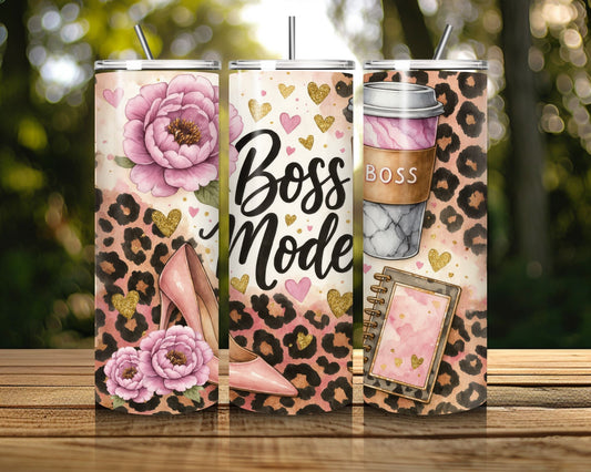 20 oz Skinny Coffee Travel Tumbler with Lid and Straw - Sassy Lady Boss #007