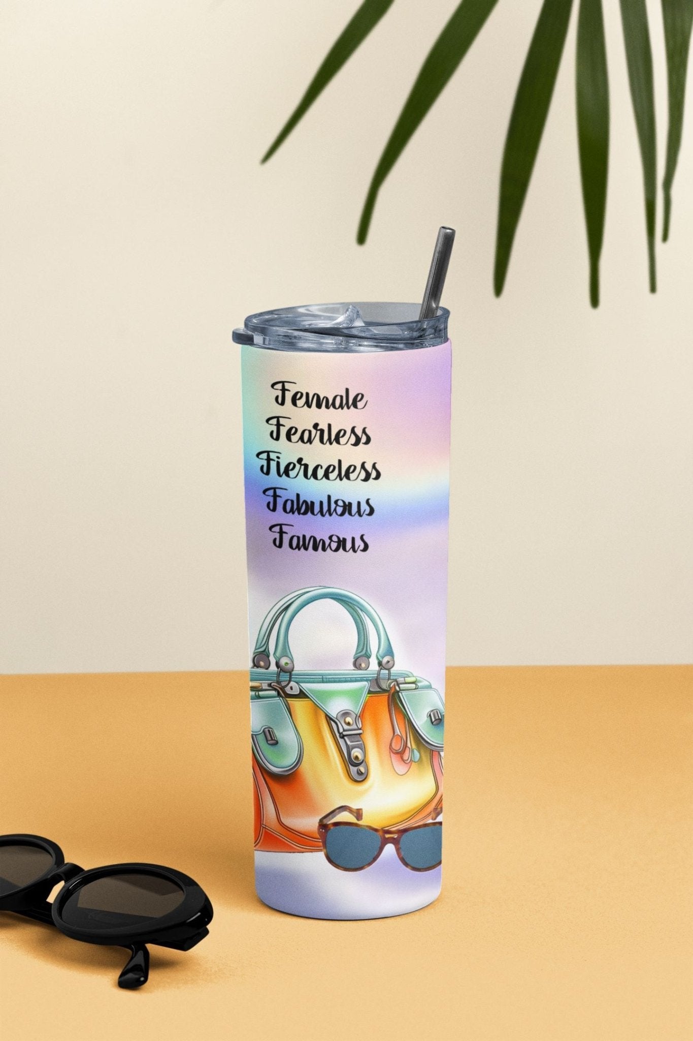 20 oz Skinny Coffee Travel Tumbler with Lid and Straw - Sassy Lady Boss #009