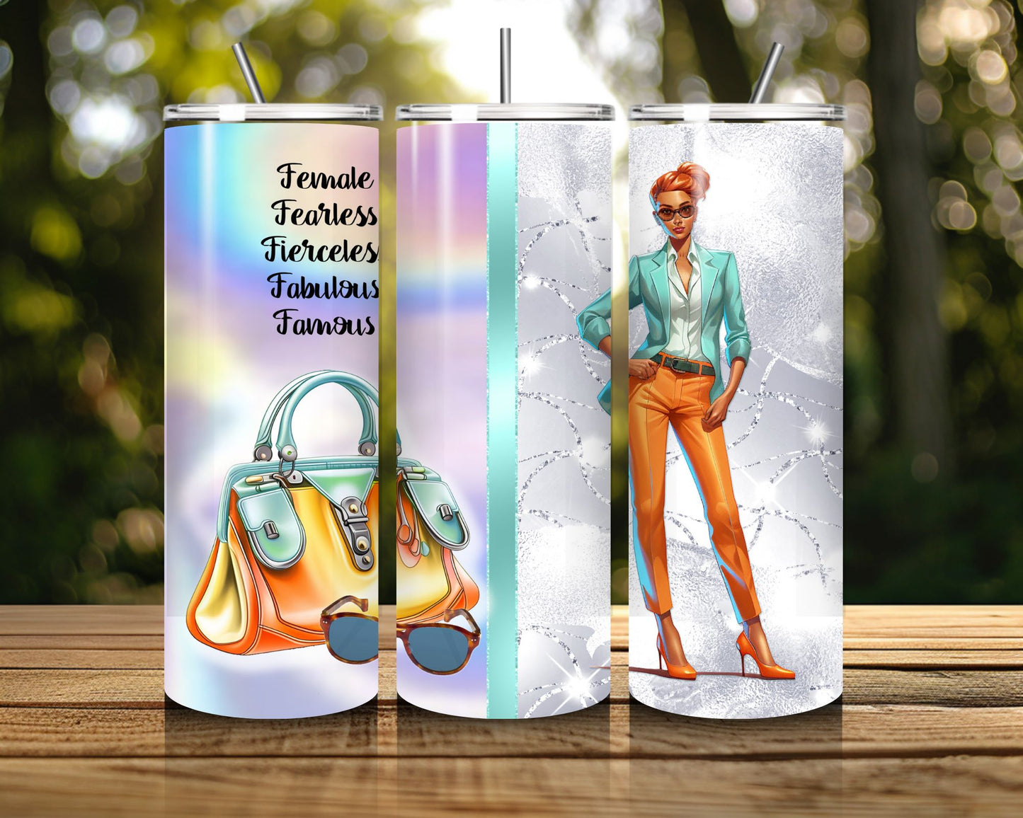 20 oz Skinny Coffee Travel Tumbler with Lid and Straw - Sassy Lady Boss #009