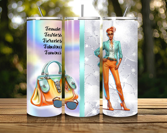 20 oz Skinny Coffee Travel Tumbler with Lid and Straw - Sassy Lady Boss #009