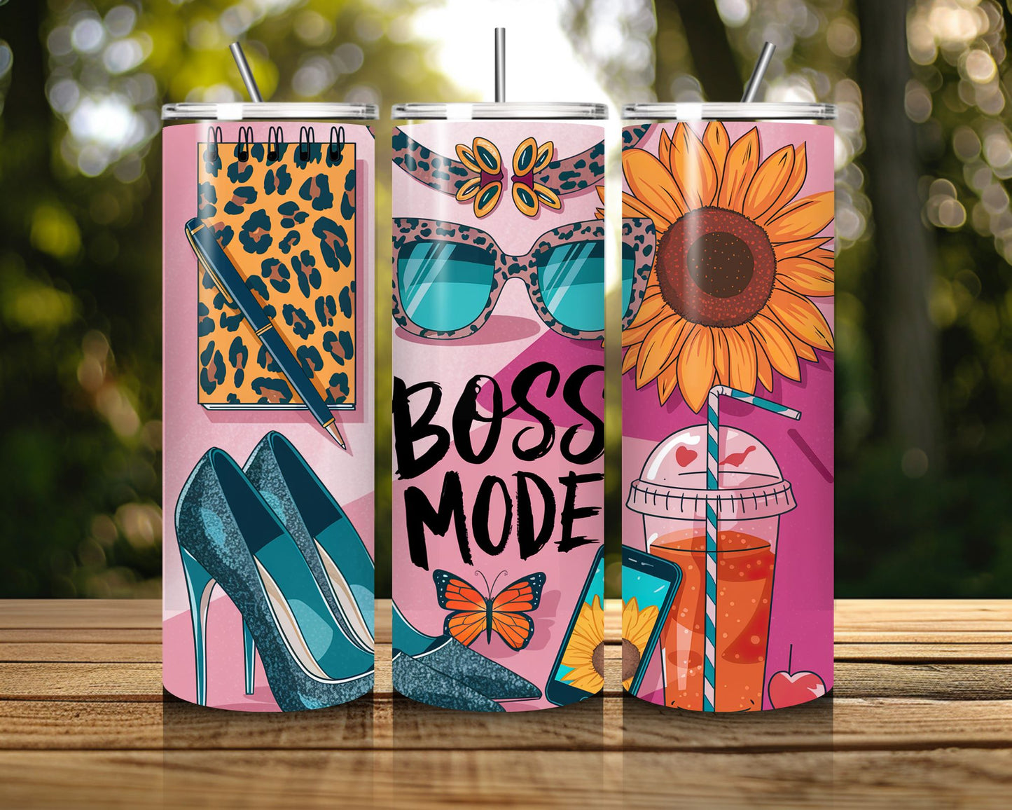 20 oz Skinny Coffee Travel Tumbler with Lid and Straw - Sassy Lady Boss #011