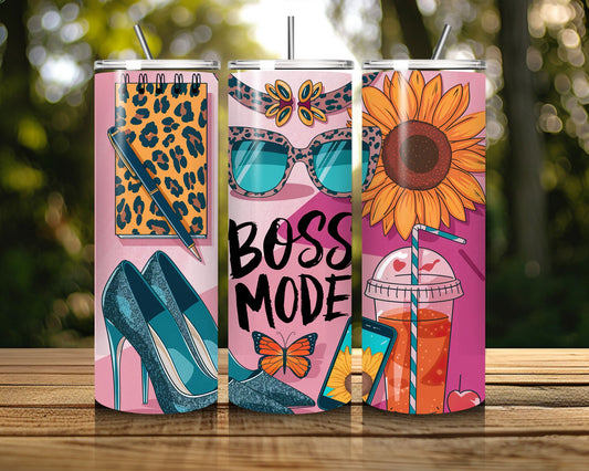 20 oz Skinny Coffee Travel Tumbler with Lid and Straw - Sassy Lady Boss #011