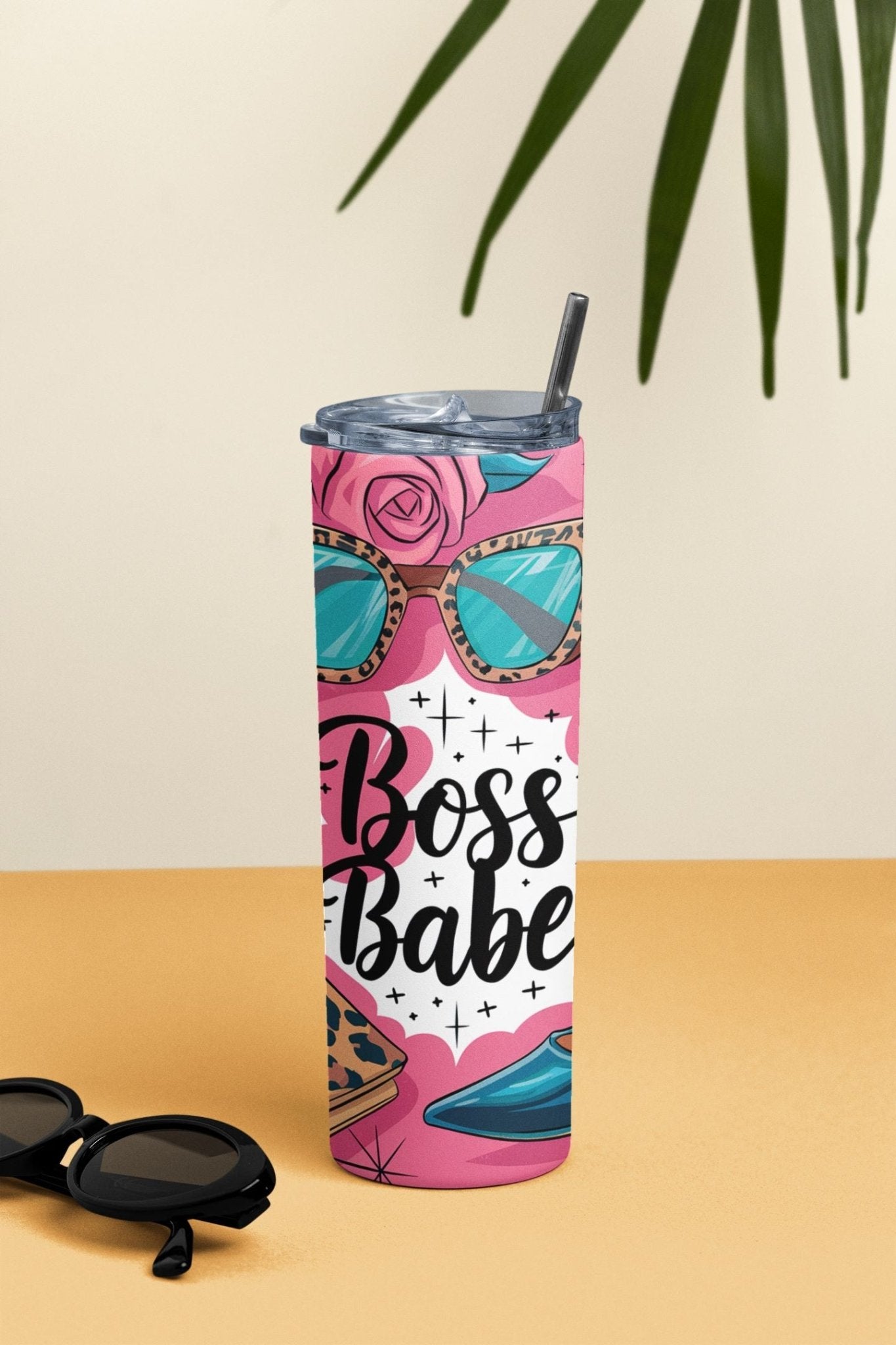20 oz Skinny Coffee Travel Tumbler with Lid and Straw - Sassy Lady Boss #012