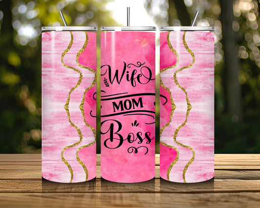 20 oz Skinny Coffee Travel Tumbler with Lid and Straw - Sassy Lady Boss #017