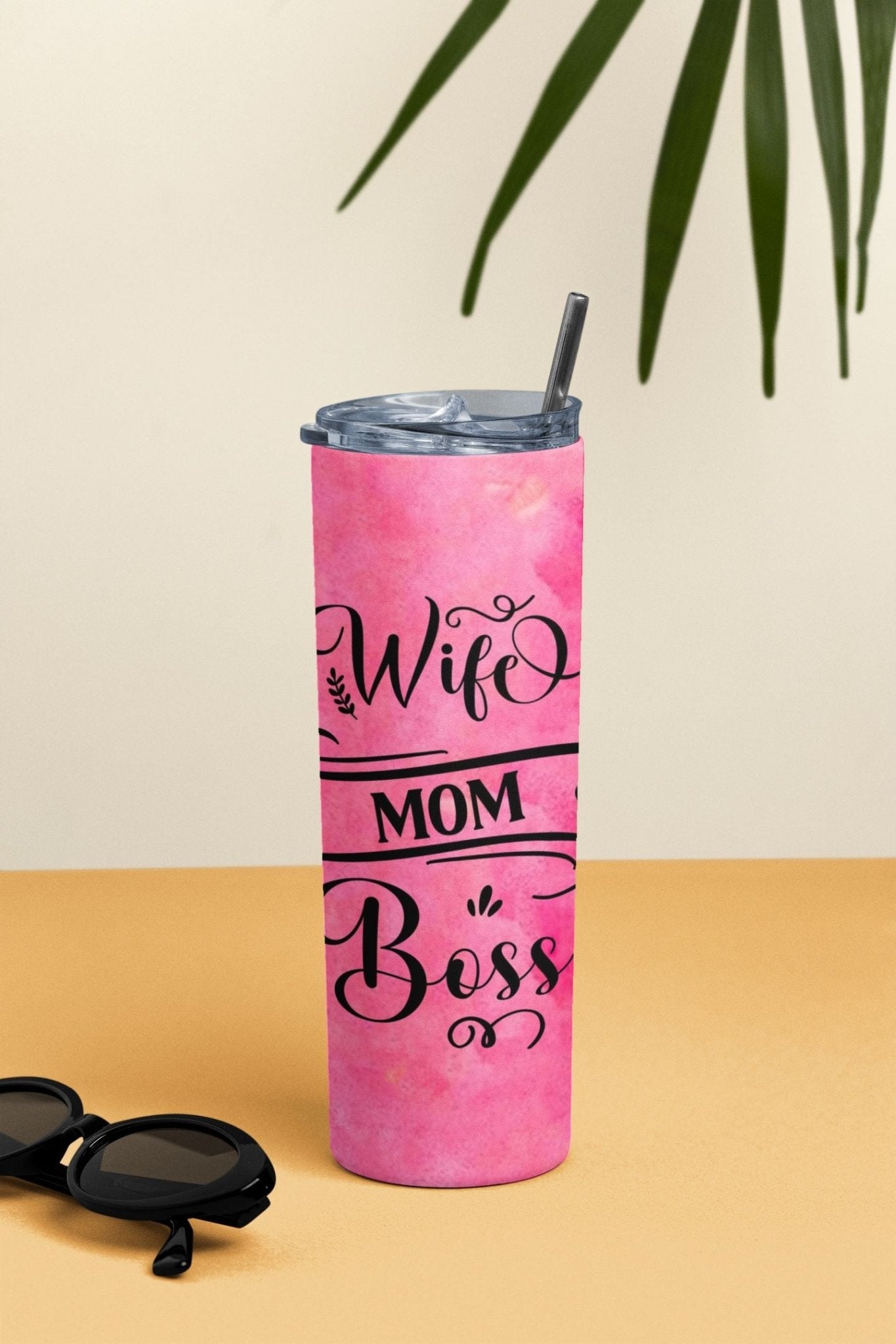 20 oz Skinny Coffee Travel Tumbler with Lid and Straw - Sassy Lady Boss #017