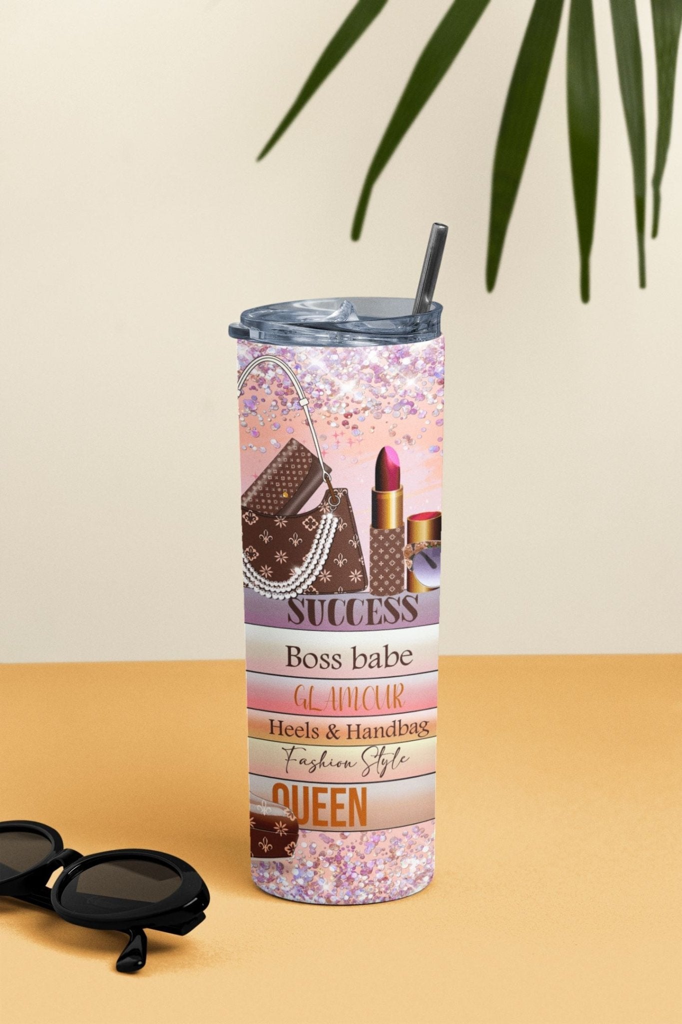 20 oz Skinny Coffee Travel Tumbler with Lid and Straw - Sassy Lady Boss #019