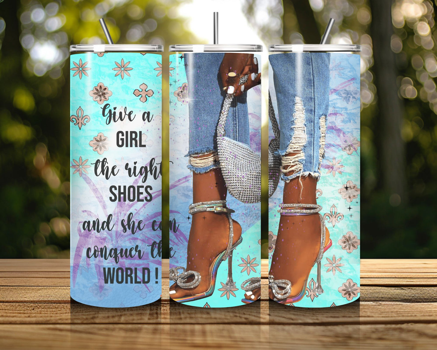 20 oz Skinny Coffee Travel Tumbler with Lid and Straw - Sassy Lady Boss #020