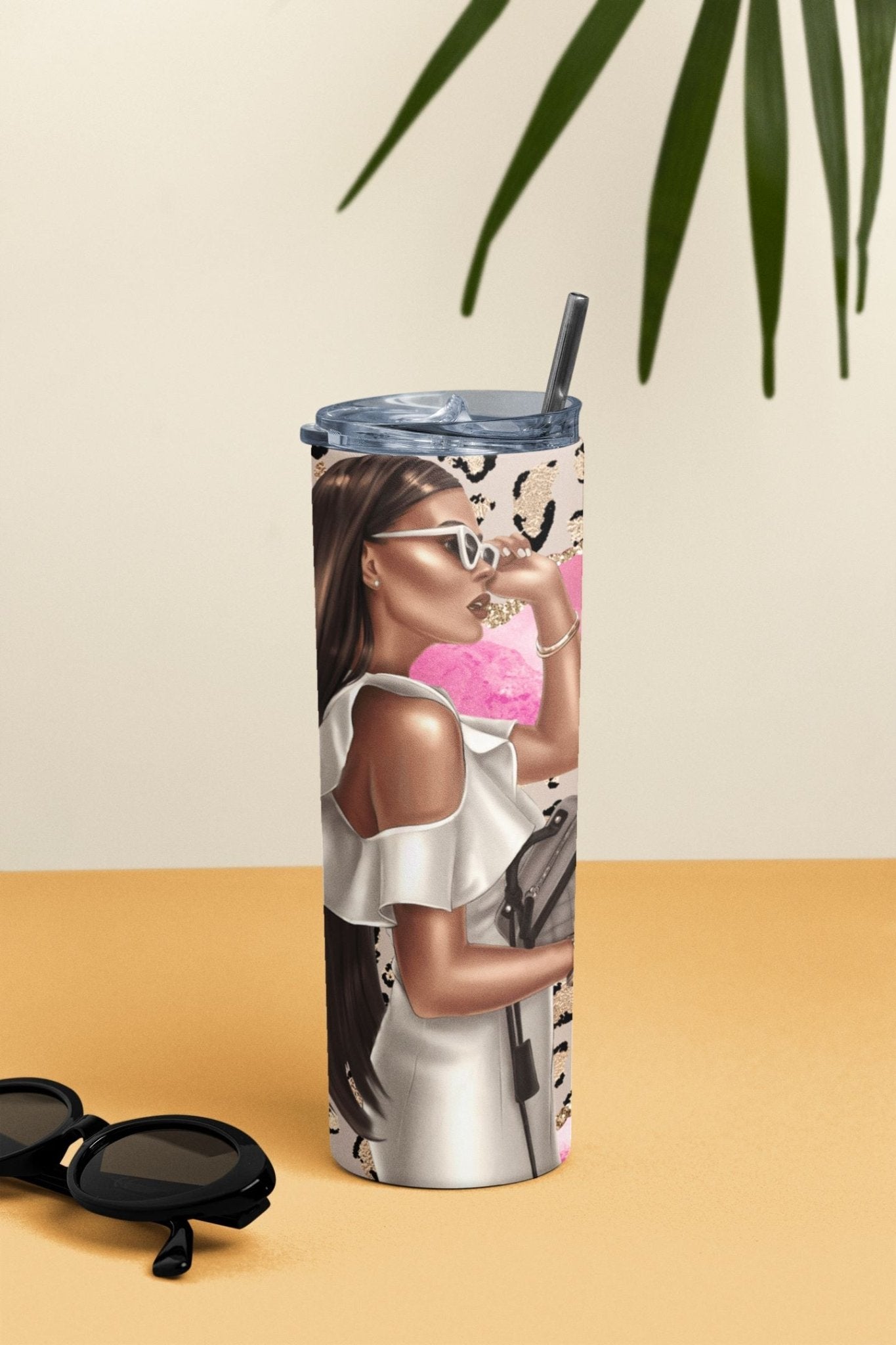 20 oz Skinny Coffee Travel Tumbler with Lid and Straw - Sassy Lady Boss #022