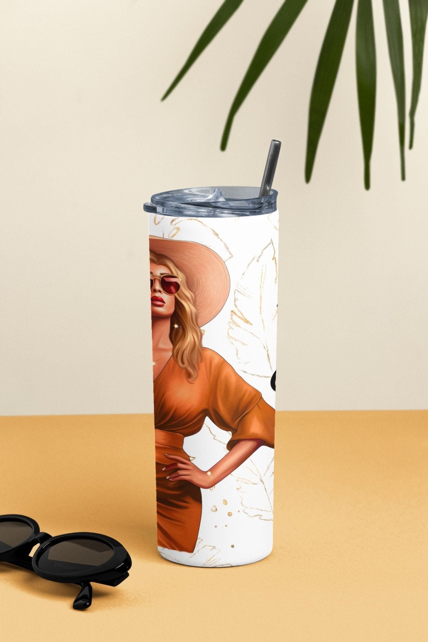 20 oz Skinny Coffee Travel Tumbler with Lid and Straw - Sassy Lady Boss #023