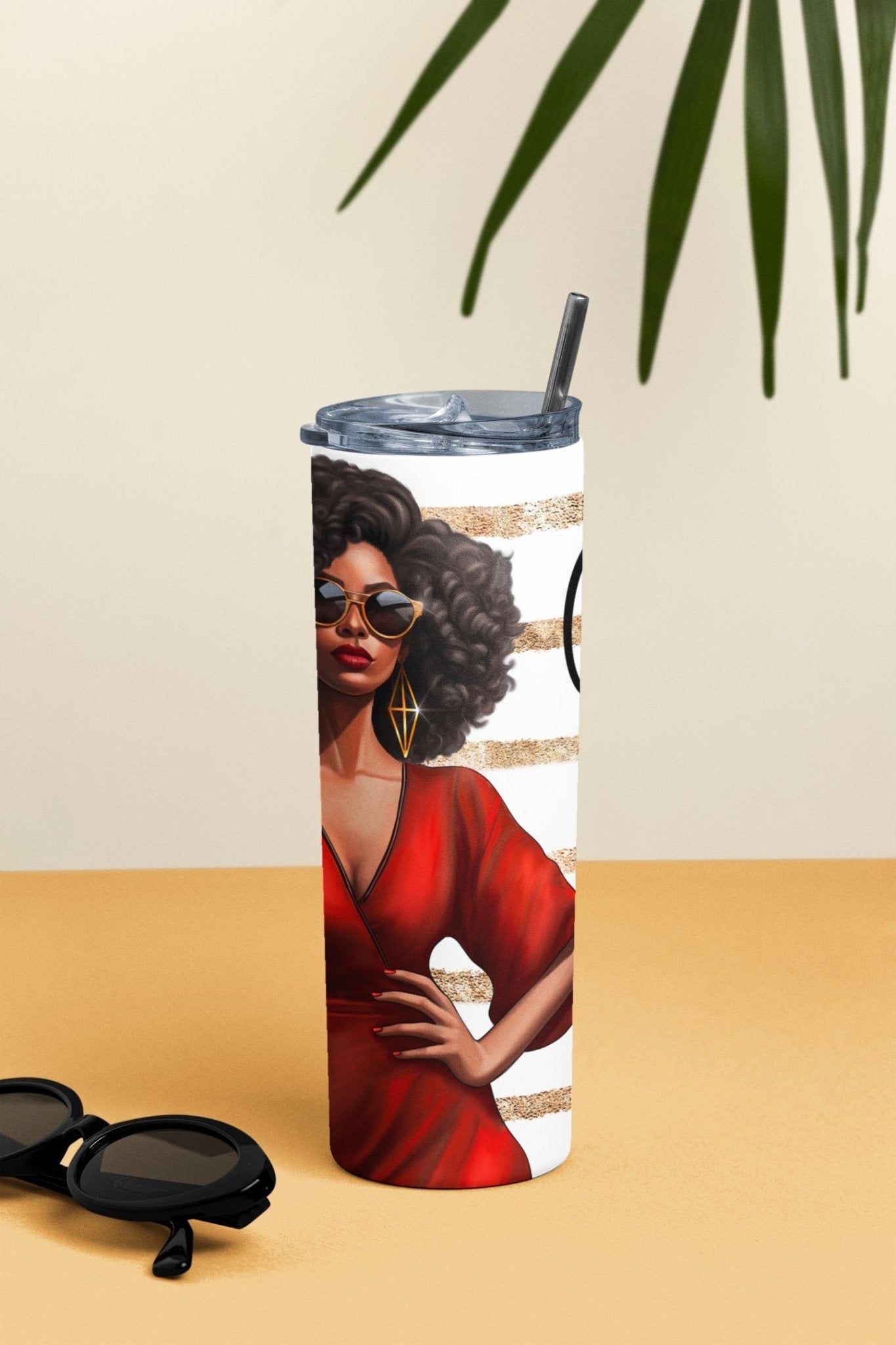 20 oz Skinny Coffee Travel Tumbler with Lid and Straw - Sassy Lady Boss #024