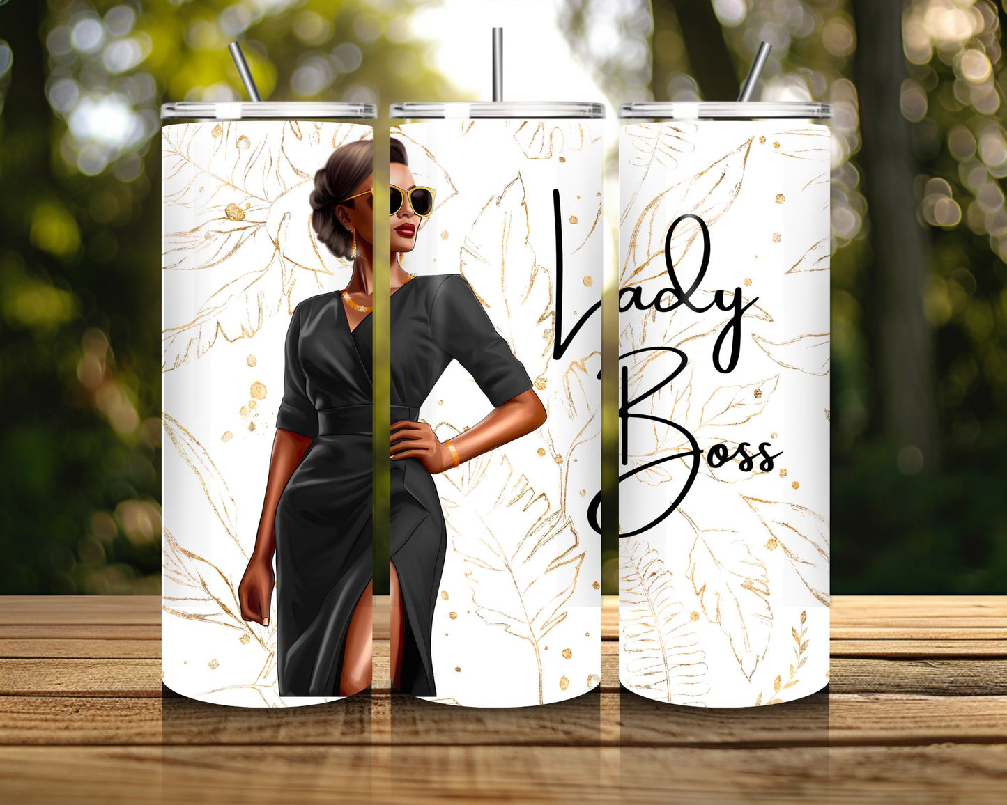 20 oz Skinny Coffee Travel Tumbler with Lid and Straw - Sassy Lady Boss #025