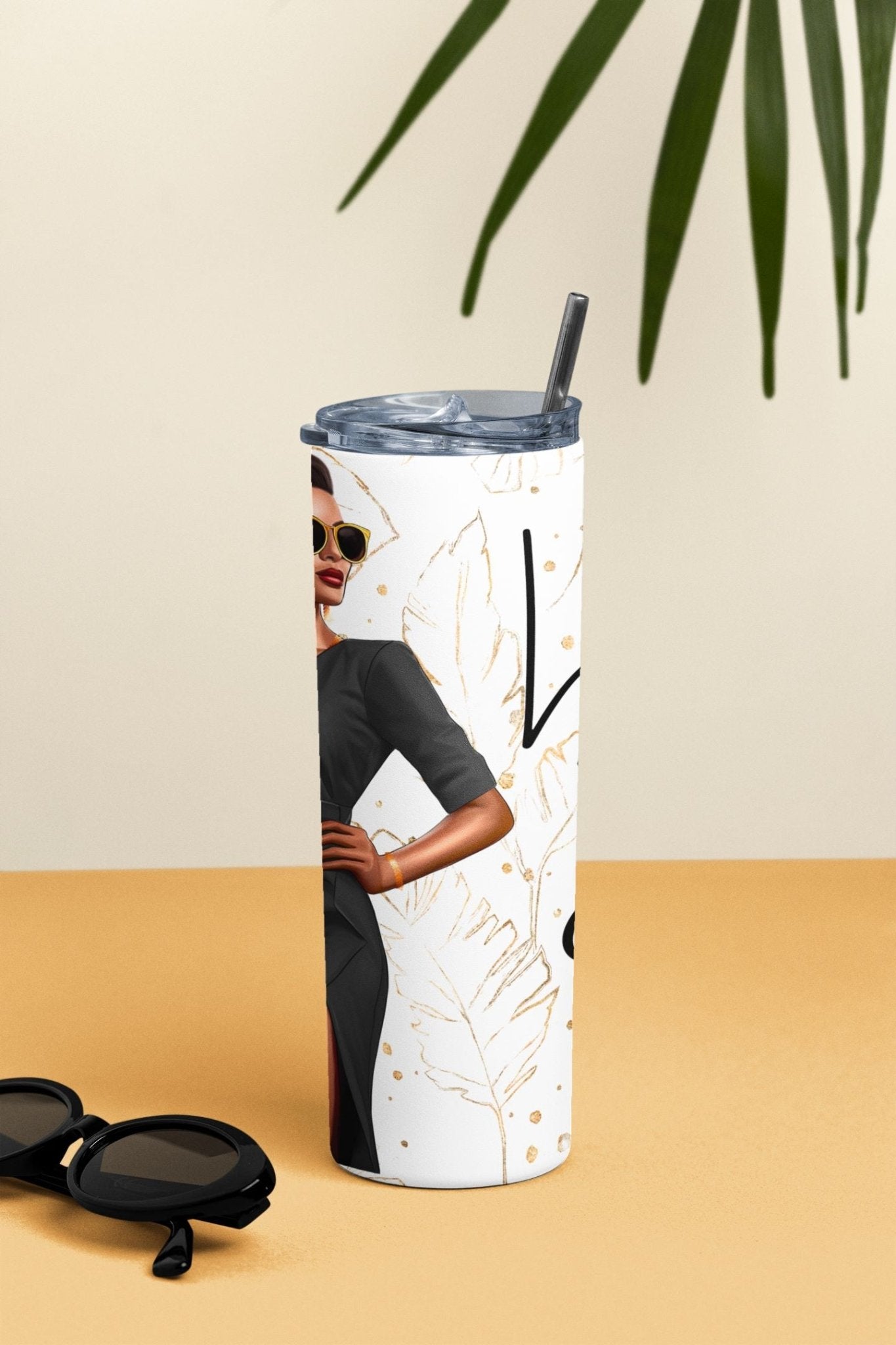 20 oz Skinny Coffee Travel Tumbler with Lid and Straw - Sassy Lady Boss #025