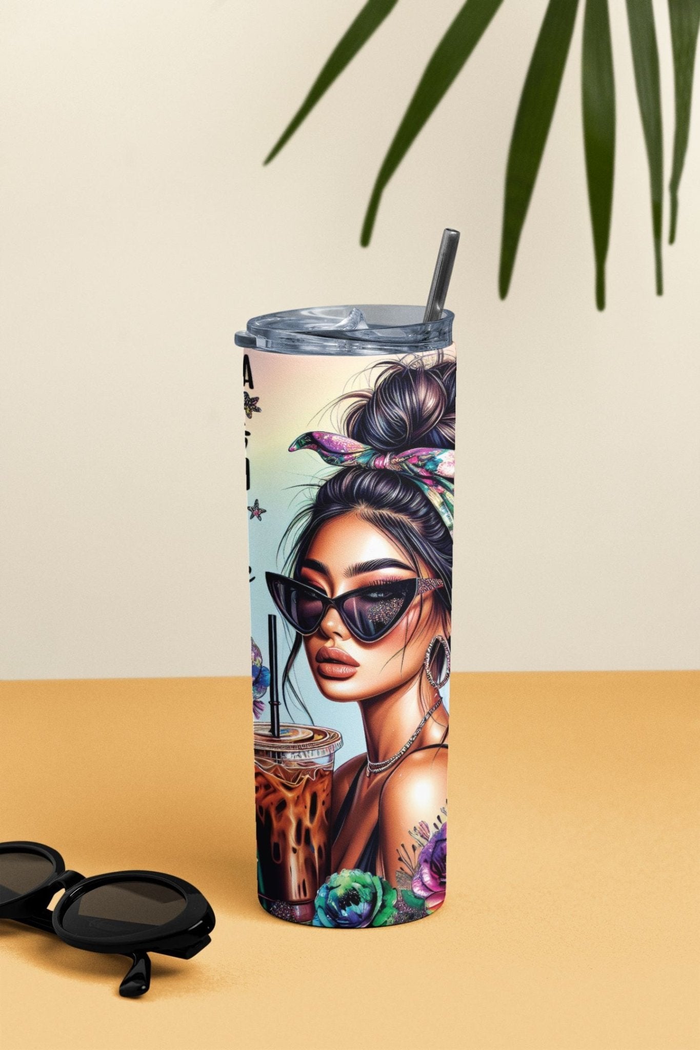 20 oz Skinny Coffee Travel Tumbler with Lid and Straw - Sassy Lady Boss #026