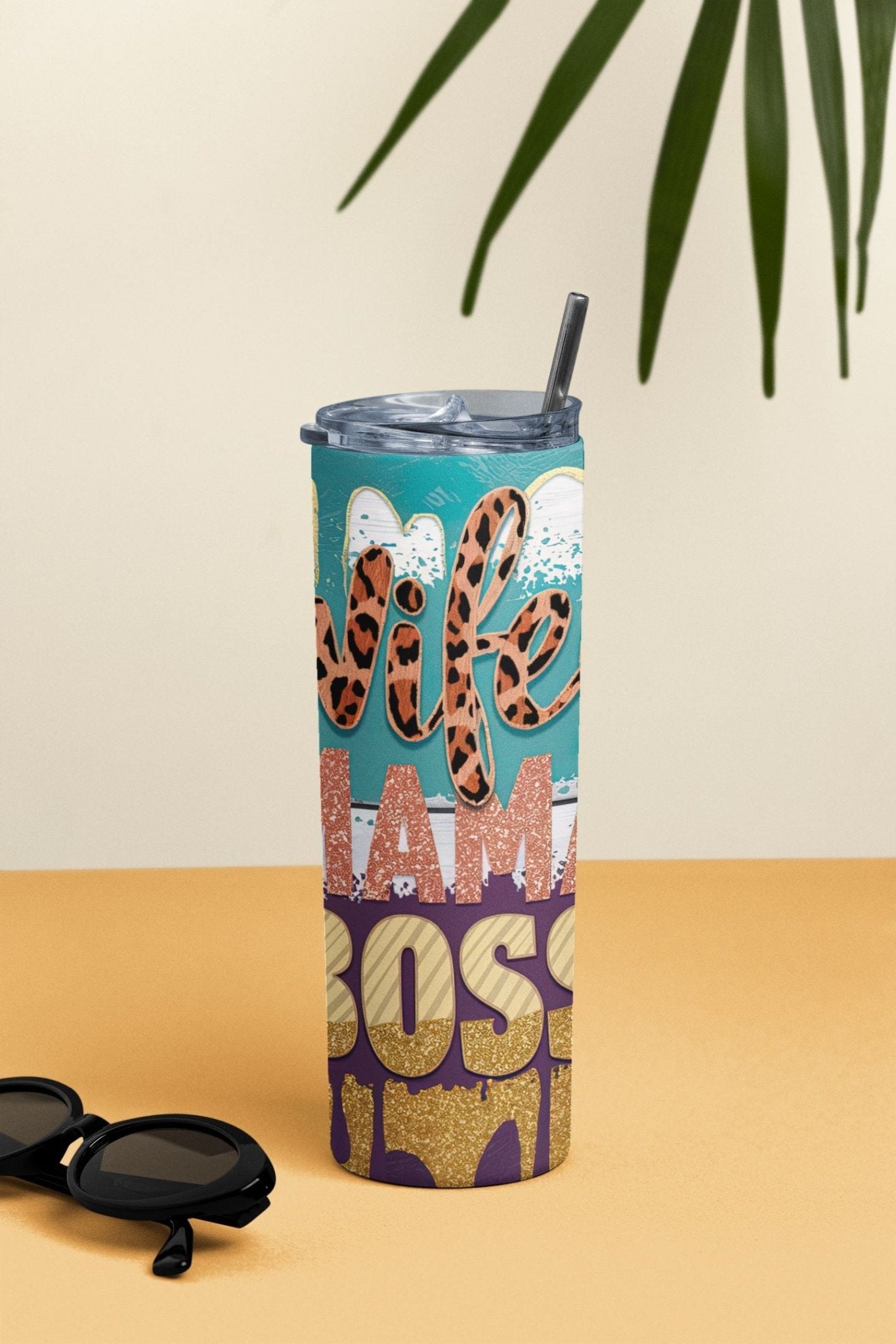 20 oz Skinny Coffee Travel Tumbler with Lid and Straw - Sassy Lady Boss #027