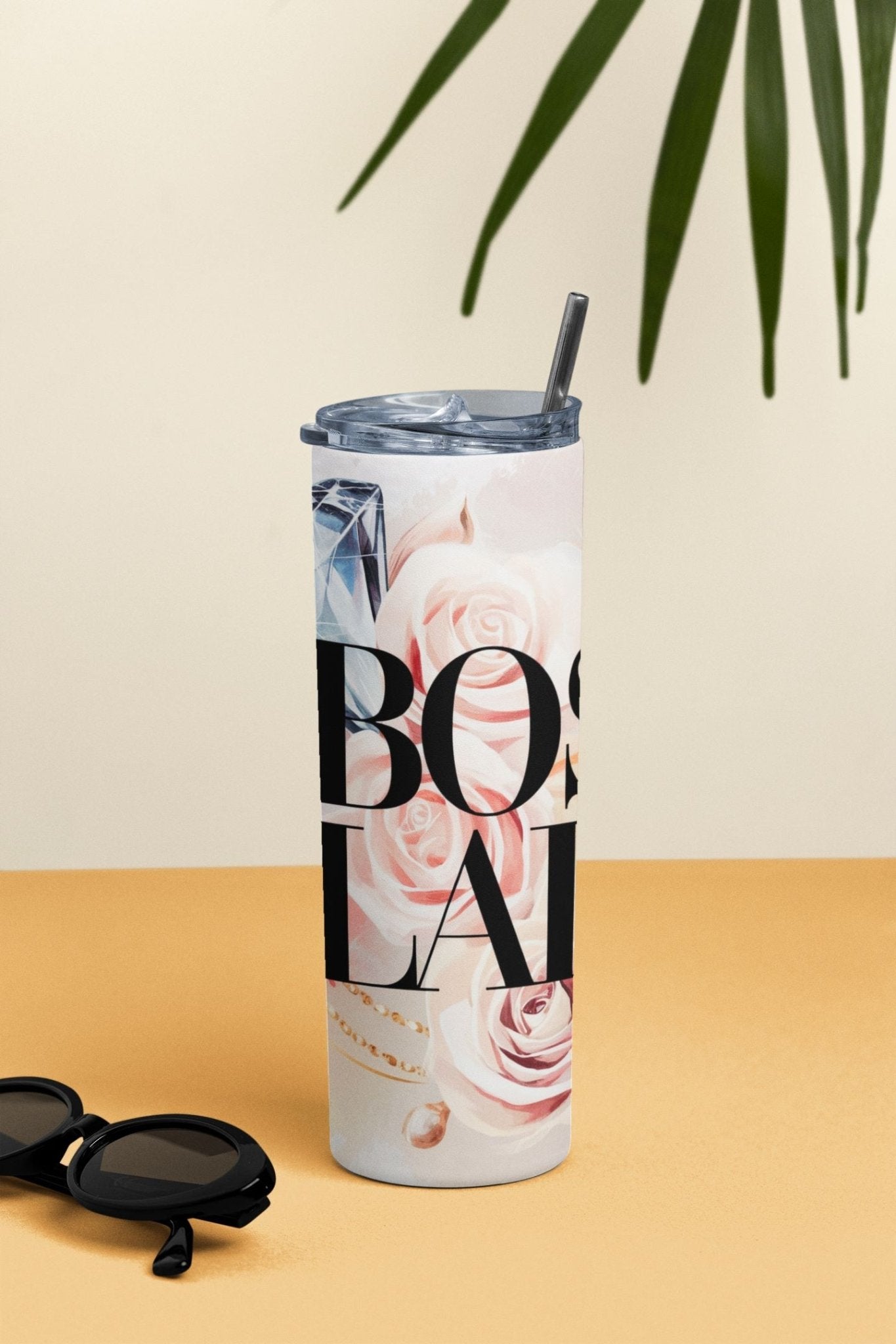 20 oz Skinny Coffee Travel Tumbler with Lid and Straw - Sassy Lady Boss #029