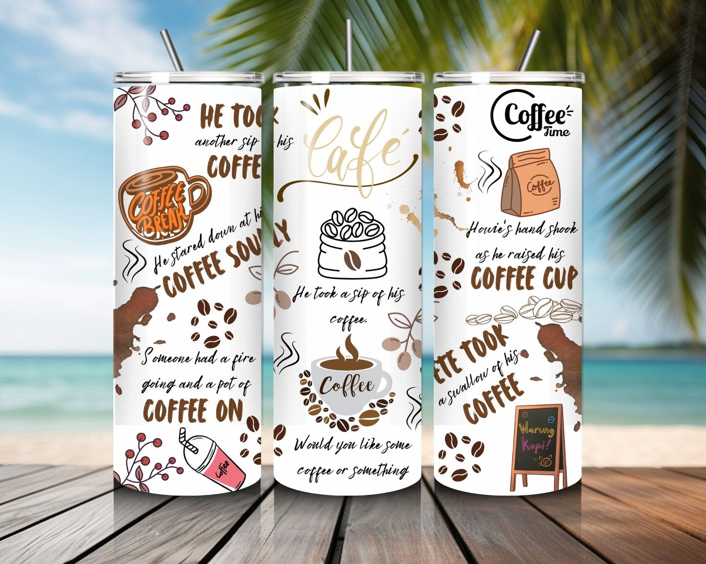 20 oz Skinny Coffee Travel Tumbler with Lid and Straw - Sip and Swag #001