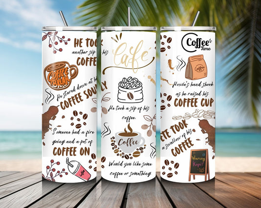 20 oz Skinny Coffee Travel Tumbler with Lid and Straw - Sip and Swag #001